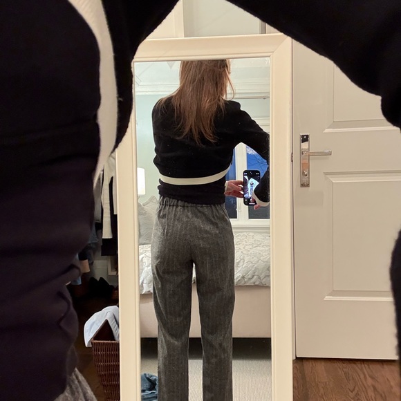 Babaton Gray Herringbone Trousers - Picture 2 of 5